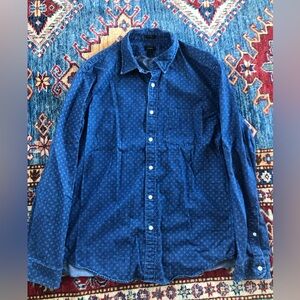 Jcrew Men's Blue Button-Up Patterned Shirt
